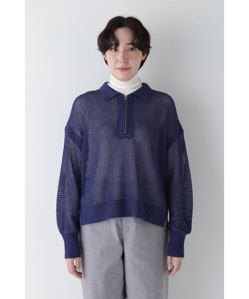 human woman（ヒューマンウーマン）の「◆【ウォッシャブル】テープヤーンメッシュスキッパープルオーバー（ニット/セーター・レディース・ライトグリーン/ネイビー/グレー・MEDIUM）」の17枚目の写真