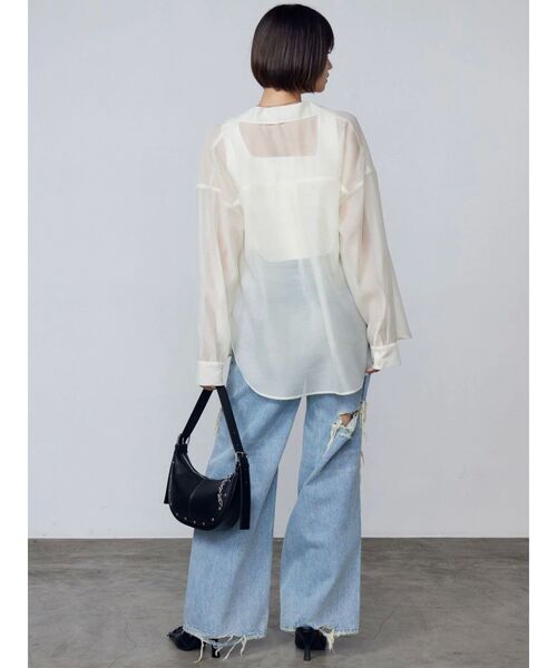 EMODA（エモダ）の「ボールドリップドルーズジーンズ（デニムパンツ・レディース・ブラック/ライトブルー・SMALL/MEDIUM）」の5枚目の写真