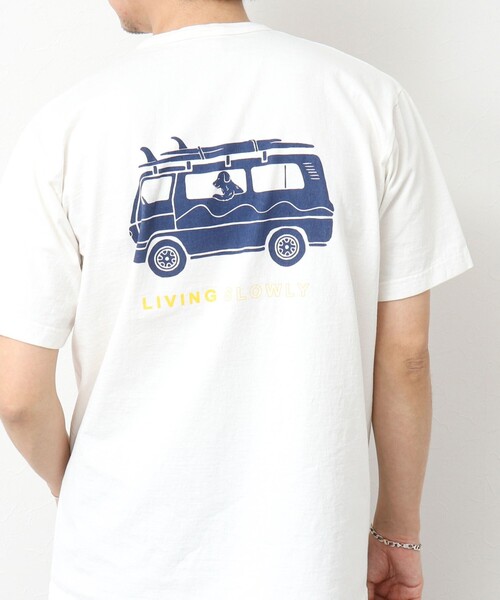 NOLLEY’S（ノーリーズ）の「【STONEWOLD】SLOWLY WAGON バックプリントTシャツ 25SS（Tシャツ/カットソー・メンズ・ホワイト/チャコールグレー/ブルー/グレイッシュベージュ・S/M/L）」の2枚目の写真