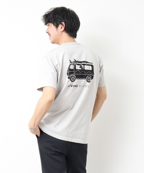 NOLLEY’S（ノーリーズ）の「【STONEWOLD】SLOWLY WAGON バックプリントTシャツ 25SS（Tシャツ/カットソー・メンズ・ホワイト/チャコールグレー/ブルー/グレイッシュベージュ・S/M/L）」の5枚目の写真