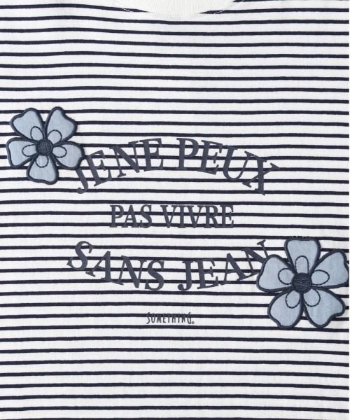 SOMETHING（サムシング）の「【SOMETHING】アネモネパッチワークＴシャツ（Tシャツ/カットソー・レディース・ホワイト×ネイビー・フリー）」の3枚目の写真