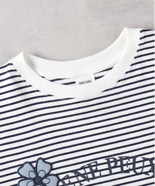 SOMETHING（サムシング）の「【SOMETHING】アネモネパッチワークＴシャツ（Tシャツ/カットソー・レディース・ホワイト×ネイビー・フリー）」の4枚目の写真