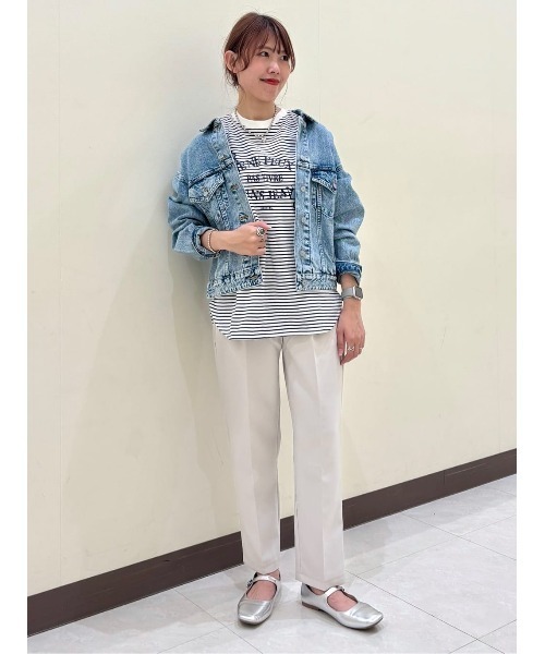 SOMETHING（サムシング）の「【SOMETHING】アネモネパッチワークＴシャツ（Tシャツ/カットソー・レディース・ホワイト×ネイビー・フリー）」の8枚目の写真