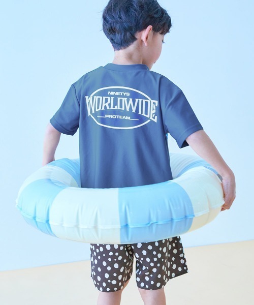 UVカット プリント半袖ラッシュガード＆総柄サーフパンツ セットアップ