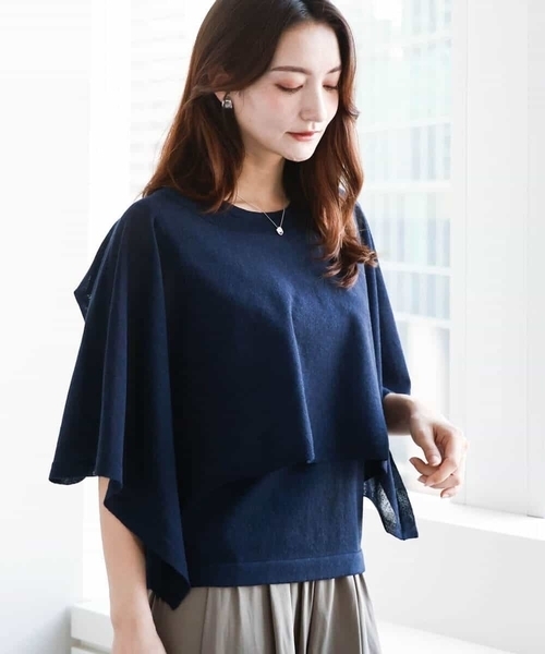 MK MICHEL KLEIN（エムケーミッシェルクラン）の「ケープ×ノースリーブニット ツインセット/接触冷感/洗える（ニット/セーター・レディース・ライム/ホワイト/ネイビー・38）」の16枚目の写真