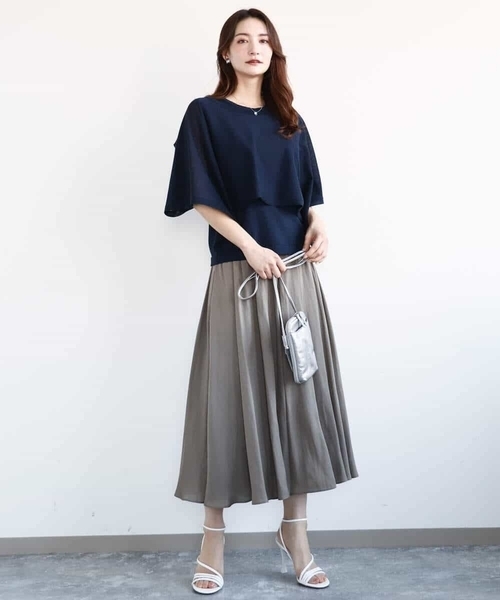 MK MICHEL KLEIN（エムケーミッシェルクラン）の「ケープ×ノースリーブニット ツインセット/接触冷感/洗える（ニット/セーター・レディース・ライム/ホワイト/ネイビー・38）」の17枚目の写真