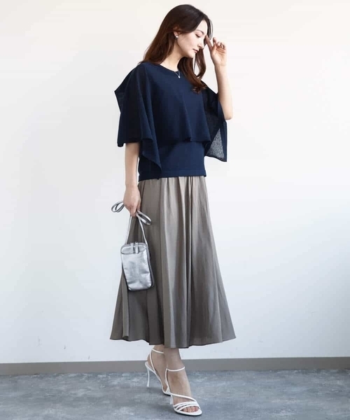 MK MICHEL KLEIN（エムケーミッシェルクラン）の「ケープ×ノースリーブニット ツインセット/接触冷感/洗える（ニット/セーター・レディース・ライム/ホワイト/ネイビー・38）」の18枚目の写真