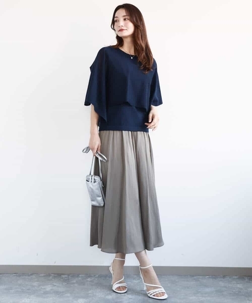 MK MICHEL KLEIN（エムケーミッシェルクラン）の「ケープ×ノースリーブニット ツインセット/接触冷感/洗える（ニット/セーター・レディース・ライム/ホワイト/ネイビー・38）」の19枚目の写真