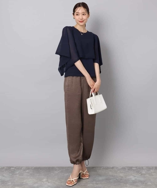 MK MICHEL KLEIN（エムケーミッシェルクラン）の「ケープ×ノースリーブニット ツインセット/接触冷感/洗える（ニット/セーター・レディース・ライム/ホワイト/ネイビー・38）」の20枚目の写真
