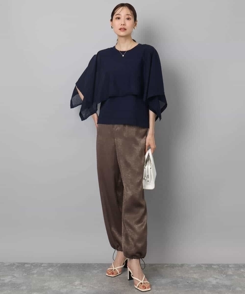 MK MICHEL KLEIN（エムケーミッシェルクラン）の「ケープ×ノースリーブニット ツインセット/接触冷感/洗える（ニット/セーター・レディース・ライム/ホワイト/ネイビー・38）」の21枚目の写真