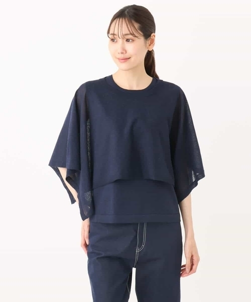 MK MICHEL KLEIN（エムケーミッシェルクラン）の「ケープ×ノースリーブニット ツインセット/接触冷感/洗える（ニット/セーター・レディース・ライム/ホワイト/ネイビー・38）」の22枚目の写真