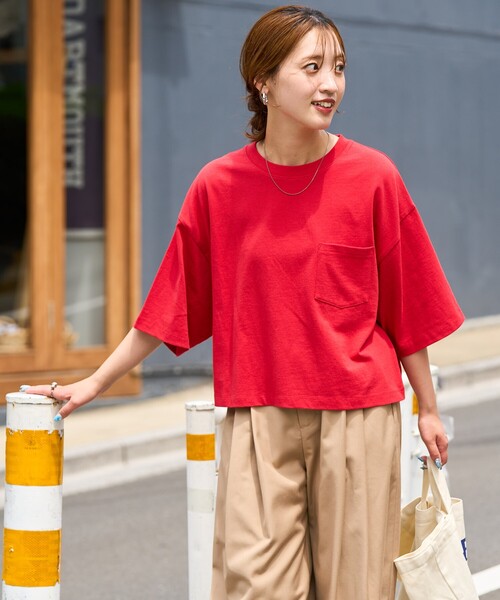 【新品】RECTO クロップドTシャツ 赤 レクト レッド 韓国 トップス 半袖 テレコリブクロップド半袖Tシャツ - トップス通販 | 人気レディース