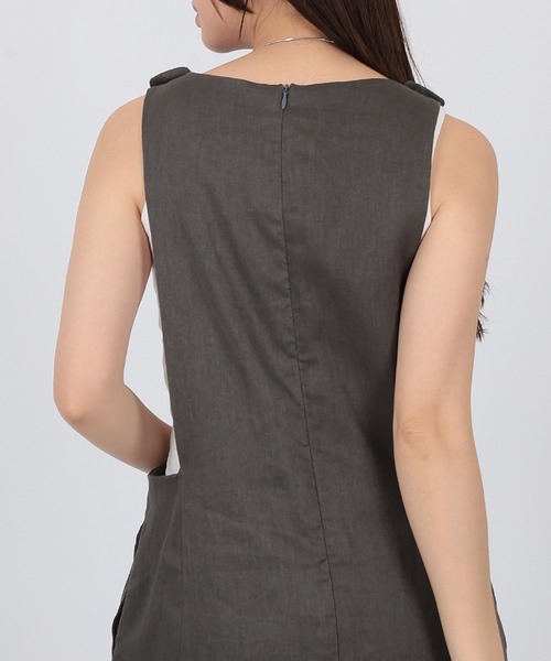 SUWDEE(スーディー)の「linen tight jumper skirt(ジャンパースカート・レディース・グレー・FREE)」の8枚目の写真