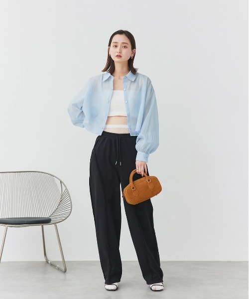 ad thie（アドティエ）の「シアーワッシャー ショート丈シャツ（シャツ/ブラウス・レディース・ピンク/ライトグリーン/ライトブルー/ブラック/オフホワイト・FREE）」の19枚目の写真