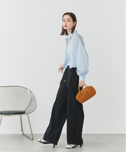 ad thie（アドティエ）の「シアーワッシャー ショート丈シャツ（シャツ/ブラウス・レディース・ピンク/ライトグリーン/ライトブルー/ブラック/オフホワイト・FREE）」の18枚目の写真