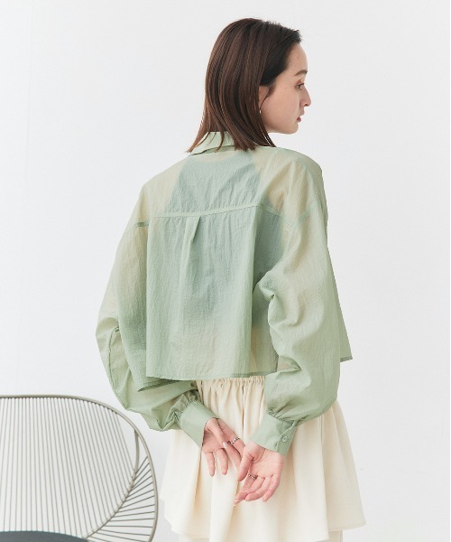 ad thie（アドティエ）の「シアーワッシャー ショート丈シャツ（シャツ/ブラウス・レディース・ピンク/ライトグリーン/ライトブルー/ブラック/オフホワイト・FREE）」の22枚目の写真