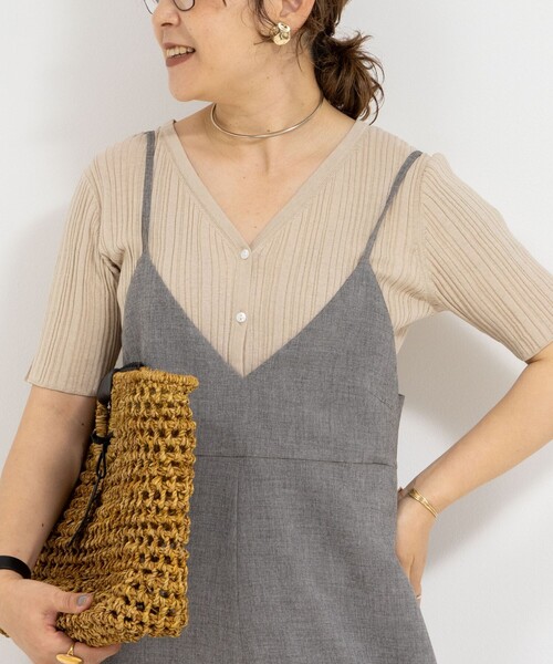 Rie Miller(リエミラー)の「《手洗い可能》ランダムテレコ2WAYカーディガン(カーディガン/ボレロ・レディース・ベージュ/ネイビー/ブラウン・38)」の1枚目の写真