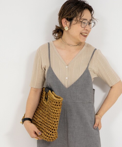 Rie Miller(リエミラー)の「《手洗い可能》ランダムテレコ2WAYカーディガン(カーディガン/ボレロ・レディース・ベージュ/ネイビー/ブラウン・38)」の8枚目の写真