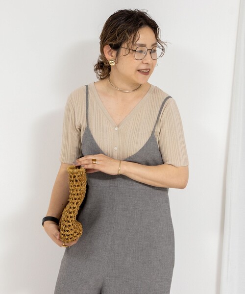 Rie Miller(リエミラー)の「《手洗い可能》ランダムテレコ2WAYカーディガン(カーディガン/ボレロ・レディース・ベージュ/ネイビー/ブラウン・38)」の10枚目の写真