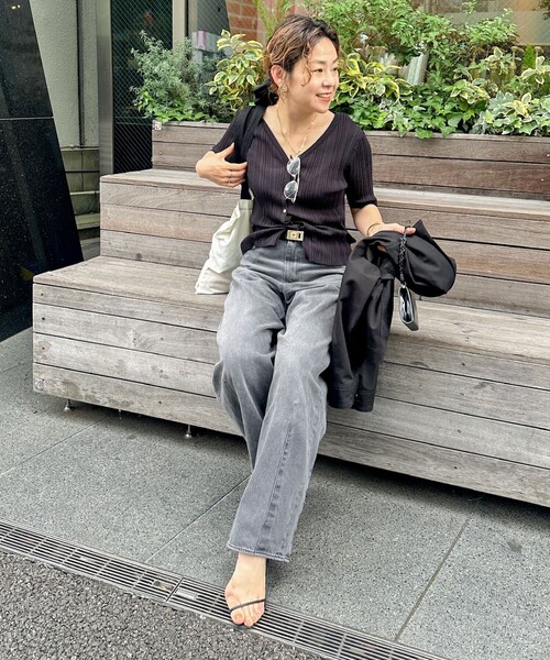 Rie Miller(リエミラー)の「《手洗い可能》ランダムテレコ2WAYカーディガン(カーディガン/ボレロ・レディース・ベージュ/ネイビー/ブラウン・38)」の11枚目の写真