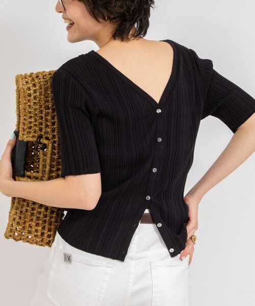 Rie Miller(リエミラー)の「《手洗い可能》ランダムテレコ2WAYカーディガン(カーディガン/ボレロ・レディース・ベージュ/ネイビー/ブラウン・38)」の15枚目の写真