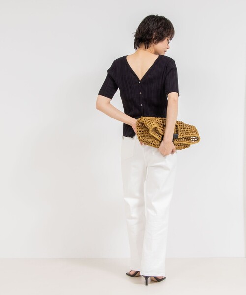 Rie Miller(リエミラー)の「《手洗い可能》ランダムテレコ2WAYカーディガン(カーディガン/ボレロ・レディース・ベージュ/ネイビー/ブラウン・38)」の18枚目の写真