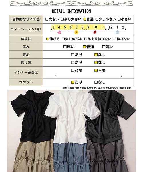 GOLDJAPAN（ゴールドジャパン）の「Vネック異素材ドッキングギャザーワンピース【大きいサイズ対応】（ワンピース・レディース・ブラック/オフホワイト/チャコール・LL～3L/4L～5L）」の21枚目の写真