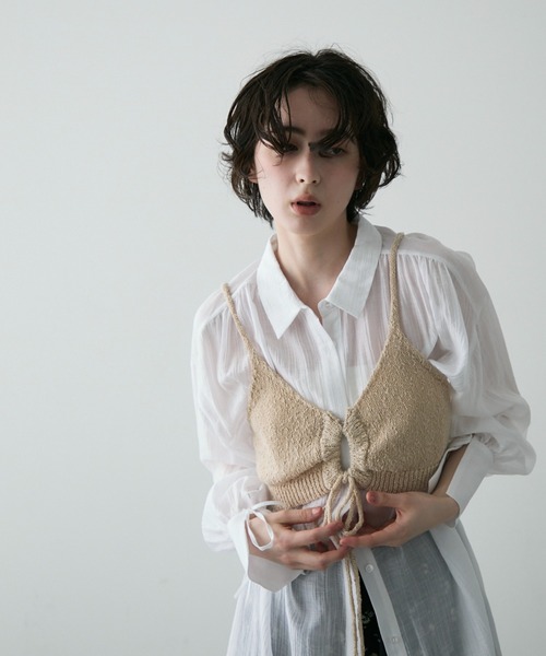 Trish(トリッシュ)の「スラブリリヤーンドロスト付きビスチェ(ベスト・レディース・ホワイト/ベージュ・MEDIUM)」の21枚目の写真