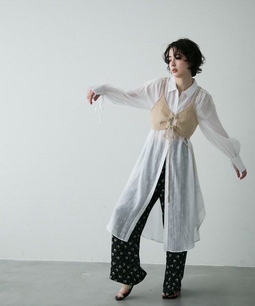 数量限定価格!! スラブリリヤーンドロスト付きビスチェ（ベスト）｜Trish トップス