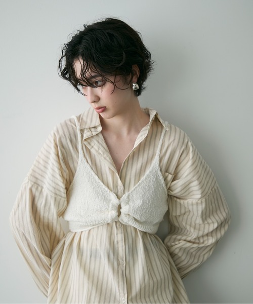 blurhms ブラームス　コットンドリルビスチェ　ベスト blurhms (ブラームス) C/NAPP Border Plain Tee / コットンナッ