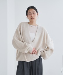 和紙混カシュクール長袖カーディガン-手洗い可-