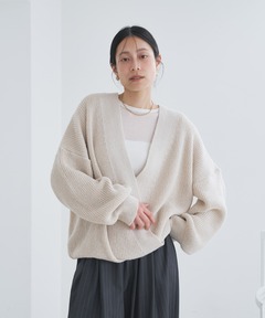 和紙混カシュクール長袖カーディガン-手洗い可-