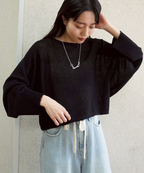 gossara(ゴサラ)の「ドルマンシアーニット(ニット/セーター・レディース・ブラック/ベージュ/モカ・FREE)」の2枚目の写真