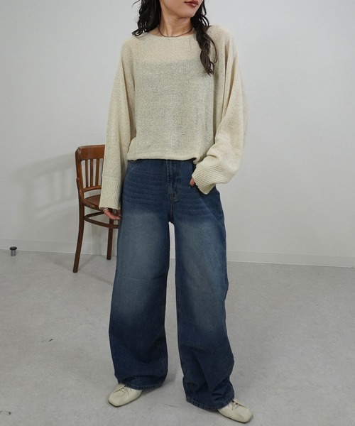 gossara(ゴサラ)の「ドルマンシアーニット(ニット/セーター・レディース・ブラック/ベージュ/モカ・FREE)」の21枚目の写真