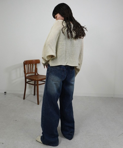 gossara(ゴサラ)の「ドルマンシアーニット(ニット/セーター・レディース・ブラック/ベージュ/モカ・FREE)」の4枚目の写真