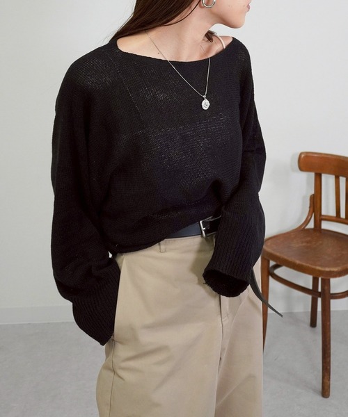 gossara(ゴサラ)の「ドルマンシアーニット(ニット/セーター・レディース・ブラック/ベージュ/モカ・FREE)」の5枚目の写真