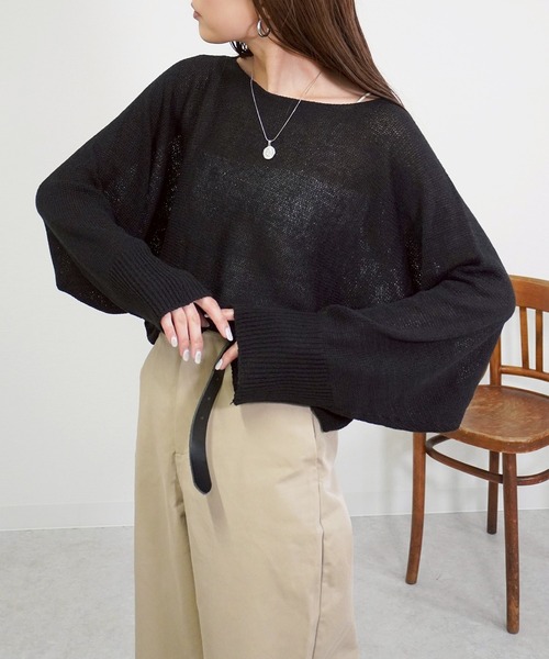 gossara(ゴサラ)の「ドルマンシアーニット(ニット/セーター・レディース・ブラック/ベージュ/モカ・FREE)」の6枚目の写真