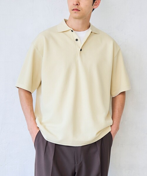 RONEL(ロネル)の「【RONEL】メッシュニットポロシャツ(ポロシャツ・メンズ・ブラック/ベージュ・L/XL/S/M)」の1枚目の写真