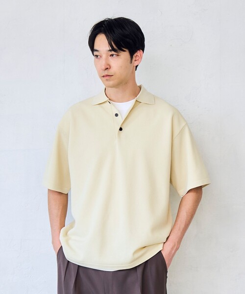 RONEL(ロネル)の「【RONEL】メッシュニットポロシャツ(ポロシャツ・メンズ・ブラック/ベージュ・L/XL/S/M)」の7枚目の写真