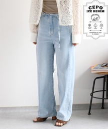 cepo | 〈接触冷感 / UVカット〉ICE デニム リメイクワイドストレートパンツ(デニムパンツ)