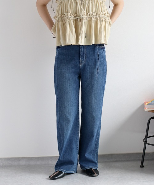 cepo（セポ）の「〈接触冷感 / UVカット〉ICE デニム リメイクワイドストレートパンツ（デニムパンツ・レディース・ブルー系2/ブルー系3/ブルー系1・S/M/L）」の12枚目の写真