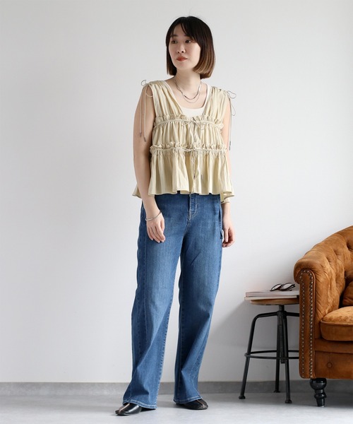 cepo（セポ）の「〈接触冷感 / UVカット〉ICE デニム リメイクワイドストレートパンツ（デニムパンツ・レディース・ブルー系2/ブルー系3/ブルー系1・S/M/L）」の9枚目の写真