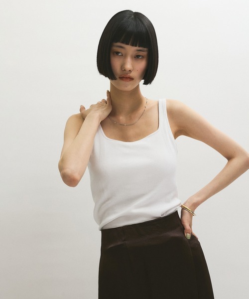 MILLER（ミラー）の「【Miller for ADAM ET ROPE'】別注 スクエアタンク（カップ付き）（タンクトップ・レディース・ホワイト/グリーン系その他/ブラック・FREE）」の15枚目の写真