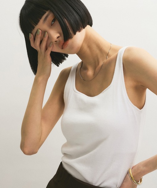 MILLER（ミラー）の「【Miller for ADAM ET ROPE'】別注 スクエアタンク（カップ付き）（タンクトップ・レディース・ホワイト/グリーン系その他/ブラック・FREE）」の16枚目の写真