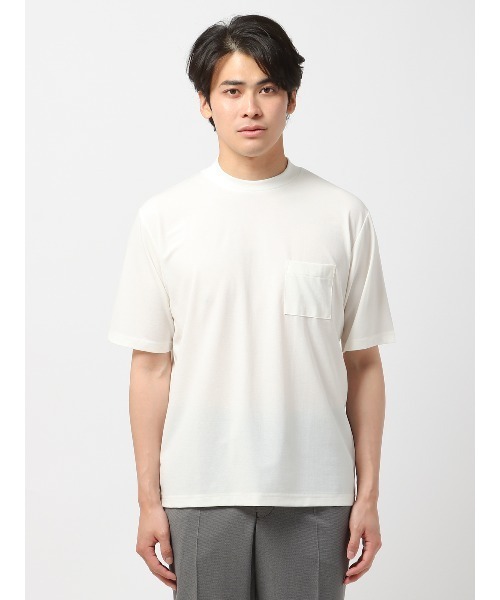 SUIT SQUARE（スーツスクエア）の「半袖Tシャツ 半袖 ウォッシャブル 接触冷感 プレーティング鹿の子（Tシャツ/カットソー・メンズ・ネイビー系/ブラック系/ブルー系/ホワイト系・S/L/M/3L/LL）」の21枚目の写真