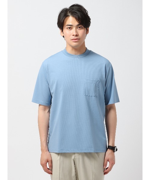 SUIT SQUARE（スーツスクエア）の「半袖Tシャツ 半袖 ウォッシャブル 接触冷感 プレーティング鹿の子（Tシャツ/カットソー・メンズ・ネイビー系/ブラック系/ブルー系/ホワイト系・S/L/M/3L/LL）」の12枚目の写真