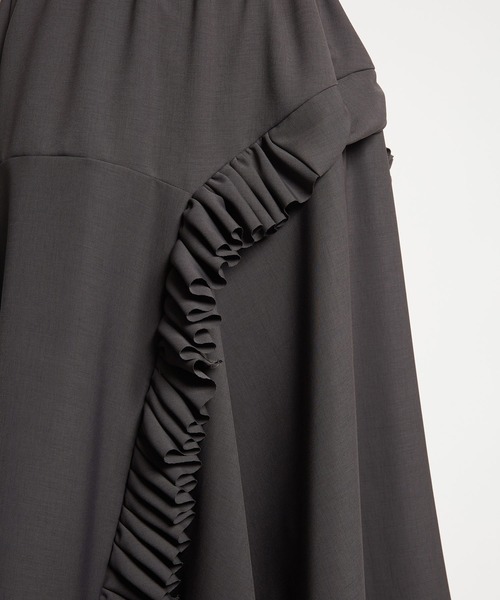 gomme（ゴム）の「ドレープツイル　フリルスカート（スカート・レディース・チャコールグレー/ブラック・MEDIUM）」の16枚目の写真