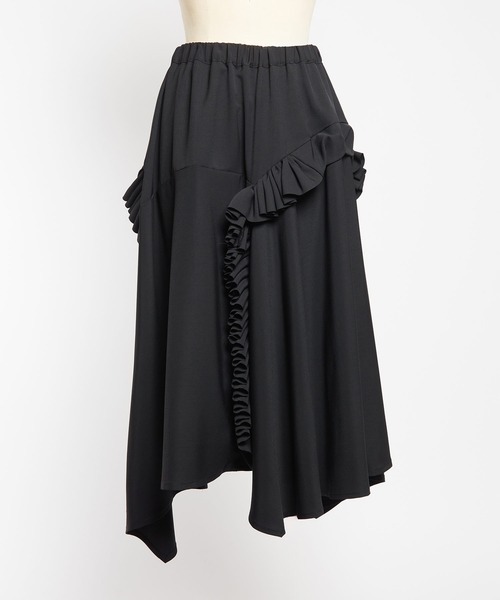 gomme（ゴム）の「ドレープツイル　フリルスカート（スカート・レディース・チャコールグレー/ブラック・MEDIUM）」の20枚目の写真