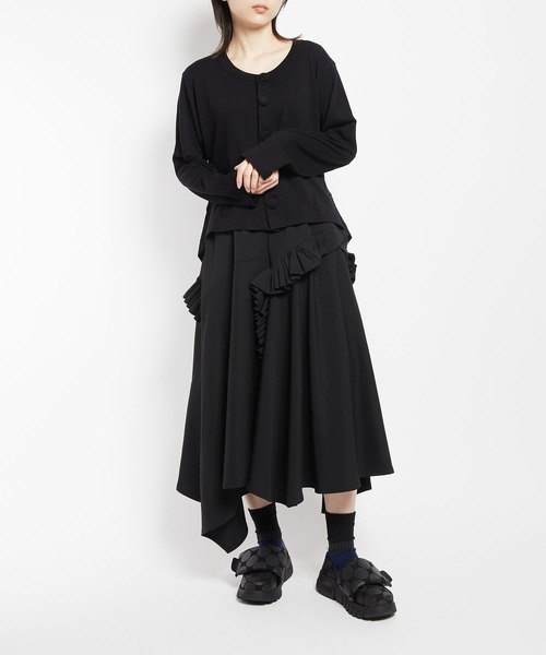 gomme（ゴム）の「ドレープツイル　フリルスカート（スカート・レディース・チャコールグレー/ブラック・MEDIUM）」の8枚目の写真
