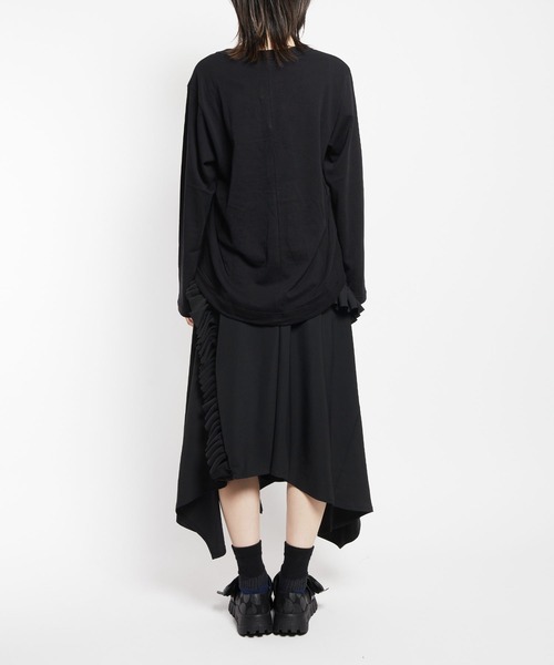 gomme（ゴム）の「ドレープツイル　フリルスカート（スカート・レディース・チャコールグレー/ブラック・MEDIUM）」の10枚目の写真